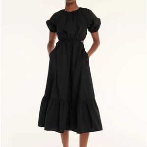 NWT J.Crew Side-cutout cotton poplin dress, Black Size 18
